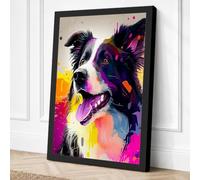 Joyful Border Collie Modern Canvas Wall Art Print 30x20 Inch (76 x 51 cm)