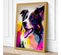 Joyful Border Collie Modern Canvas Wall Art Print 30x20 Inch (76 x 51 cm)