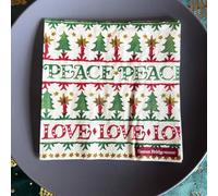 Joyful Christmas Lunch Napkins - Peace and Love Theme, Disposable Holiday Party Napkins for Festive Gatherings & Celebrations 12pk