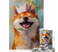 Joyful Crowned Dog Teenagers Puzzles 1000 Piece Jigsaws Great Gifts for Games Birthday Present Educational Toy for Ages 14 And over size 38x52cm