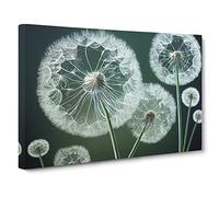 Joyful Dandelion Flowers Canvas Print | Gallery Wrapped 30mm Frame Wall Art | 30x20 inches | Ready to Hang | Contemporary Floral Picture | Living Room Bedroom Lounge Office