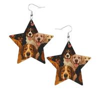 Joyful Dogs On Vacation Beach Leather Earring Creative Hanging Fun Earrings For Daily Beach