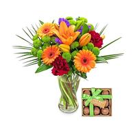 Joyful - Flowers - Fresh Bouquet - Birthday, Next Day - Thank You, Anniversary, Occasion Flowers, Mothersday Gift (+ Dubai Chocolates)