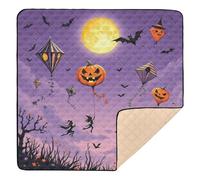 Joyful Halloween Kite Flying Night Cute Foldable Baby Gym & Activity Mat for Indoor Outdoor Washable Baby Kick Crawling Mat for Babies Infants Toddlers, 50'' x 50''