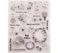 Joyful Home 1pc Cute Bear Spring Happy Hugs Thank you Rubber Clear Stamp for Card Making Decoration and Scrapbooking