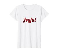 Joyful in a Plaid Pattern Value Graphic T-Shirt, Women, White, L