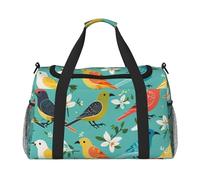 Joyful Jaybird Print Travel Duffel Bag for Men & Women, Foldable Travel Bags and Spacious Weekender Tote Bag for Storage Toiletry Luggage Personal Item, Black, L