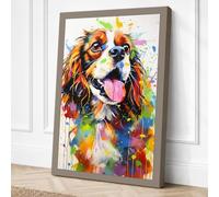 Joyful King Charles Modern Canvas Wall Art Print 30x20 Inch (76 x 51 cm)