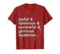 Joyful & Luminous & sorrowful & Glorious Mysteries Rosary T-Shirt, Men, Cranberry Red, 3X-Large