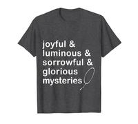 Joyful & Luminous & sorrowful & Glorious Mysteries Rosary T-Shirt, Men, Dark Heather Grey, XX-Large