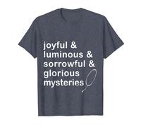 Joyful & Luminous & sorrowful & Glorious Mysteries Rosary T-Shirt, Men, Heather Blue, 4X-Large