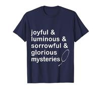 Joyful & Luminous & sorrowful & Glorious Mysteries Rosary T-Shirt, Men, Navy Blue, Large
