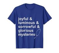 Joyful & Luminous & sorrowful & Glorious Mysteries Rosary T-Shirt, Men, Royal Blue, Medium
