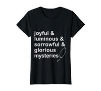 Joyful & Luminous & sorrowful & Glorious Mysteries Rosary T-Shirt, Women, Black, Large
