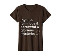 Joyful & Luminous & sorrowful & Glorious Mysteries Rosary T-Shirt, Women, Brown, Large