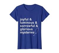 Joyful & Luminous & sorrowful & Glorious Mysteries Rosary T-Shirt, Women, Royal Blue, Medium