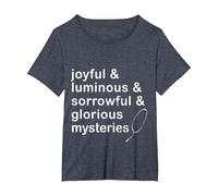 Joyful & Luminous & sorrowful & Glorious Mysteries Rosary T-Shirt, Women's Plus, Heather Blue, 3X