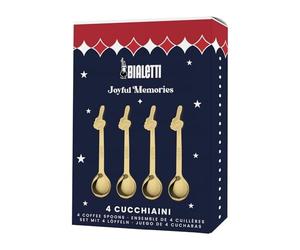 Joyful Memories Bialetti Gift Pack of 4 Gold Spoons, Stainless Steel, Iconic Ita