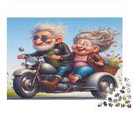Joyful Riding 1000 Pieces Motorcycle Couple Puzzle for Adults Thick Paper Jigsaw Educational Couple Biker Puzzle Wall Art Stress Relief 70x50cm/1000pcs