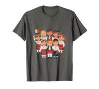 Joyful Romanian Kids Group Traditional Costume Flag Pride T-Shirt