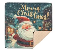 Joyful Santa in Snowy Christmas Celebration Cute Foldable Baby Playmat for Floor Non-Toxic Tummy Time Activity Mat for Baby Kids Toddlers Infants, 50'' x 50''