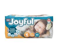 Joyful Size 1 New Born Baby Nappies (Pack of 40) (2-5KG) | Single Pack | Gentle Skin Protection | Recyclable Packaging