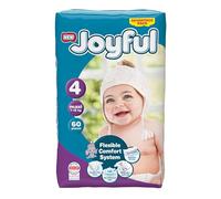 Joyful Size 4 Maxi Baby Nappies (Pack of 60) (7-18KG) | Single Pack | Gentle Skin Protection | Recyclable Packaging