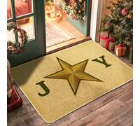 Joyful Star Doormat, Yellow Welcome Mat for Holiday & Winter Decor, Non-Slip Rubber Indoor Outdoor Entrance Rug, Easy to Clean and 29x17 Inch