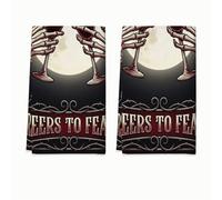 Joyful to Fears Skeleton Wine Toast Hands 2 Pcs Kitchen Towels 16x24Inch