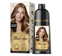 Joyful Young Natural Color Hair Dye Shampoo 3 IN 1, Instant Hair Coloring, Gray Coverage for Men & Women, Beard Dye Vegan Ammonia Free & Paraben-Free, Champú Para Canas Mujer & Hombre (GOLDEN BROWN)