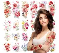 JoyfulGlam 30 Sheets Temporary Tattoos for Adults - Realistic Temporary Watercolor Floral Tattoos - Festival Accessories and Body Decoration for Women Girls