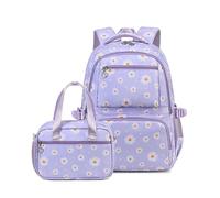 Joyfulife Girls Backpack with Lunch Box Kids Backpack for School Lightweight Water Resistant Bookbags Set, B-daisy Purple, L, Backpack With Lunch Box