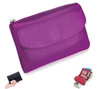 Joyfullygo Wallet, Joyfullygo Unisex Pebble Leather Wallet, Genuine Leather Coin Small Wallets for Women, with Credit Card Holder, Coin Holder & Cash Slots for Men & Women (H)