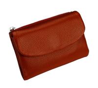 Joyfullygo Wallet, Unisex Pebble Leather Wallet, Short Genuine Leather Coin Card Holder, Ultra Thin Clutch for Ladies, Suitable for Coins and Cards (Brick Red,one-Size)