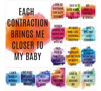 Joyfulmap 16 Birth Affirmation Cards - 4 x 6-inch Watercolor Affirmation Cards for Women - Premium Positive Hypnobirthing Cards for Laboring Mother Deck for Pregnant Moms, Baby Shower Gifts and Labor
