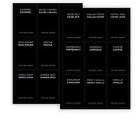 Joyfulmap Coffee Syrup Labels for Caramel, Vanilla, Mocha Classic Bottles, Minimalist Bar Espresso Bean, Chocolate, Mint Pre-Printed Stickers, Washable, Waterproof and Oil-Proof (Black)