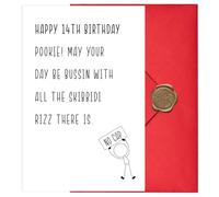 Joyfulmap Funny 14th Birthday Cards, 14 Year Old Birthday Decorations for Boys Girls, Meme-Inspired Birthday Card with Gen Z Slang, Hilarious Birthday Card for Teenagers