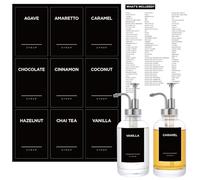 Joyfulmap Minimalist Preprinted Waterproof Vinyl Stickers 120PCS for Coffee Syrup Labels, Bottles, Containers, Jars, Kitchen Organization