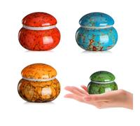 Joyfulmap Small Ceramic Keepsake Urns, 4-Piece Set - 1.6'' Marble Pattern, Mixed Colors, Glossy Finish, 1.2 Cubic Inches, Secure Seal