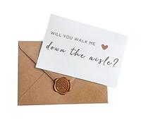 Joyfulmap Will You Walk Me Down the Aisle Card,Wedding Proposal Card with Kraft envelope and wax seal, Elegant line lettering printed on heavyweight card stock, Card for Dad, Uncle, Brother, Stepdad