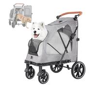 Joyfultails Dog Pushchair up to 60 kg, Foldable Dog Trolley, Cat Buggy for Large and Medium Dogs, Dog Buggy Large Dogs, Heavy Duty Dog Trolley with 4 Wheels, Adjustable Handle