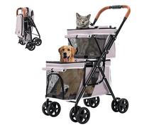 Joyfultails Foldable Dog Buggy, Pet Pram, Dog Box, Foldable, Pet Buggy, Suitable for Small Dogs and Cats Under 20 kg (Pink)