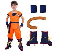 JoyFuncos Dragon Z Costume Kids Anime Cosplay Orange Outfits Halloween Japanese Set Fancy Dress for Boys Pretend Play (Meidum)