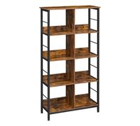JOYFURNOS 4-Tier Ladder Shelf, Display Bookcase for Bedroom, Living Room, Office, Rustic Brown and Black