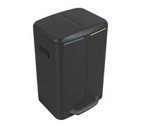JOYFURNOS 40L Double Kitchen Bin with Lid, Rubbish Bin, Soft Close with Plastic Inner Buckets, Black