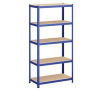 JOYFURNOS 5-Tier Shelving Unit, Steel Shelving Unit for Storage, Tool-Free Assembly, for Garage, Shed, Load Capacity 600 kg, 50 x 100 x 200 cm, Blue