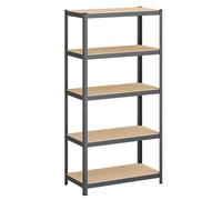 JOYFURNOS 5-Tier Shelving Unit, Steel Shelving Unit for Storage, Tool-Free Assembly, for Garage, Shed, Load Capacity 600 kg, 50 x 100 x 200 cm, Grey