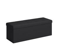 JOYFURNOS Ink Black Long Foldable Storage Ottoman - 38 x 110 x 38 cm, Foot Rest & Cube-Style Storage, Supports 300 kg - Ideal for Living Room, Bedroom, or Entryway