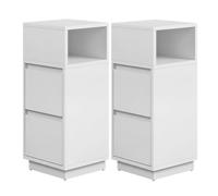 JOYFURNOS Set Of 2 Slim Cloud White Nightstands, 25x30x65cm Narrow Side Tables With Drawers & Flexible Compartment, Modern Small End Tables For Bedroom Or Living Room
