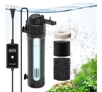 Joygain Aquarium Fish Tank Submersible Filter: Built-in 8W U - V with Timer Solve Green Water, 6 in 1 Filter 200GPH for 20-120 Gallon Tank with Ammonia Reducer